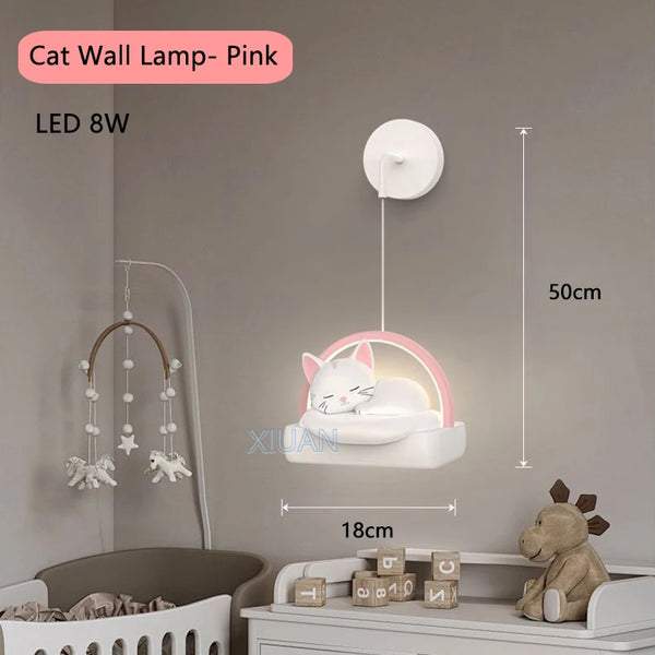 Bedside pendant lamp with cat lights