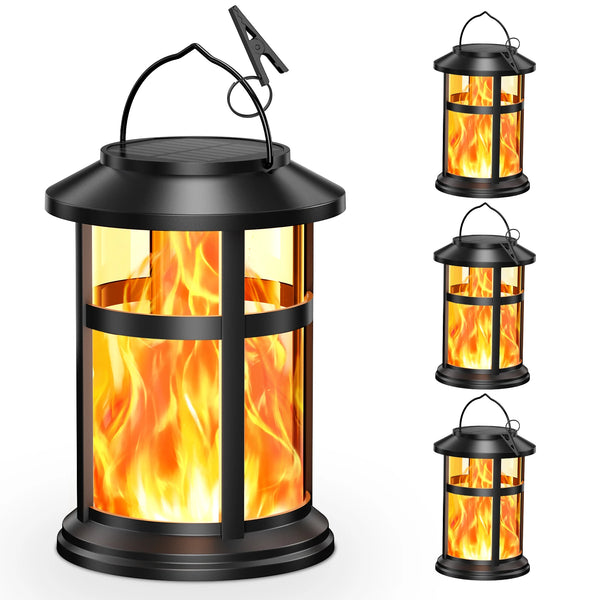 2/4-Pack Solar Flame LED Lanterns β 2 Modes Outdoor Lighting for Yard, Garden & Camping