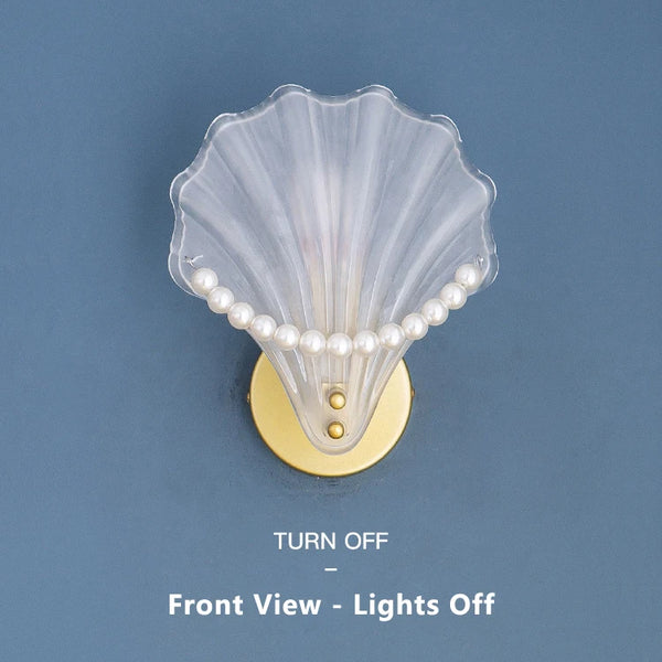 Modern wall lamp with frosted glass shade, shell style, indoor lighting