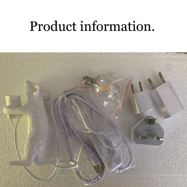 Modern resin LED table lamp with mouse animal