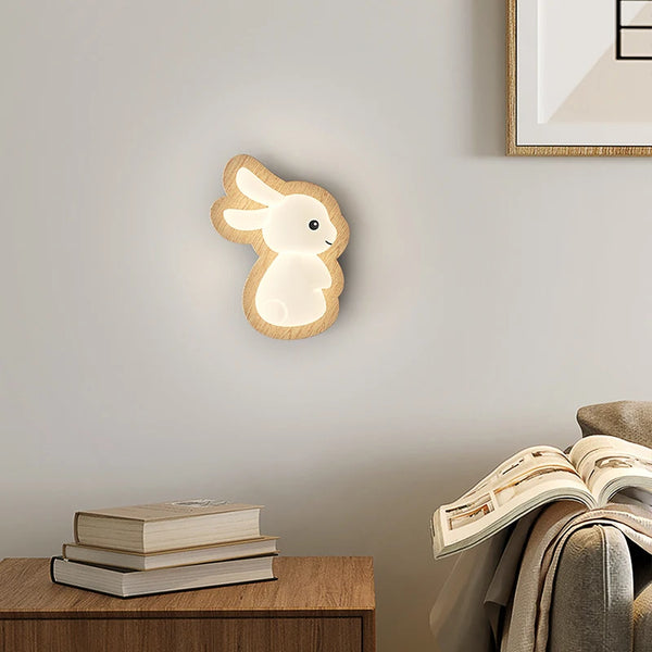 Nordic solid wood rabbit style wall lamps