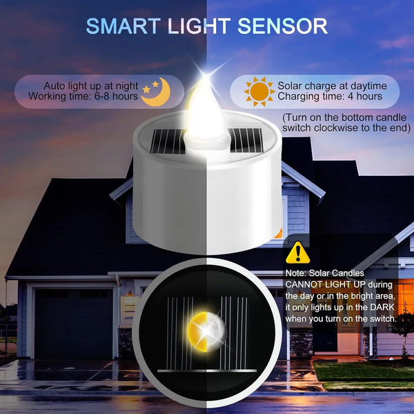 Flameless, Waterproof, Rechargeable Outdoor Solar Tea Light Candles