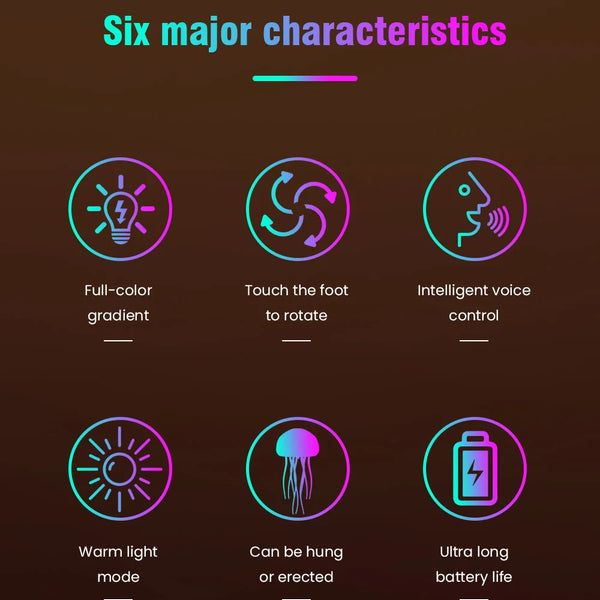 LED bedside lamp with jellyfish design, voice control