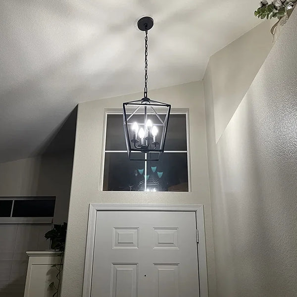 Minimalist retro American E14 pendant light, black, gold, with metal frame