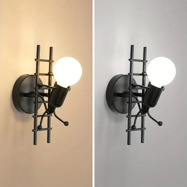 Nordic style retro modern creative small iron wall lamp with metal lights simple cartoon robot wall lamp