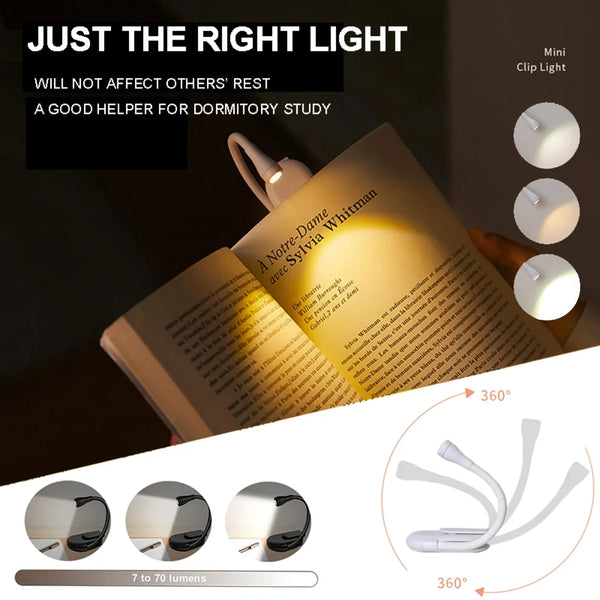 Portable LED lights ideal for night readers, USB rechargeable, eye protection