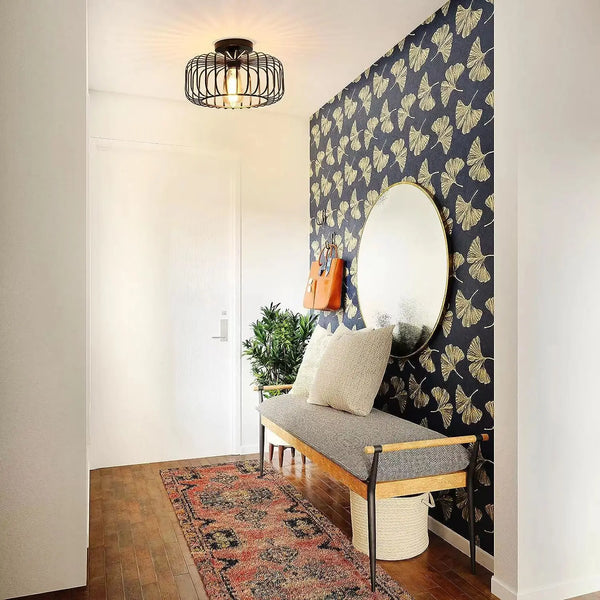 Simple cage-shaped ceiling light for indoor use