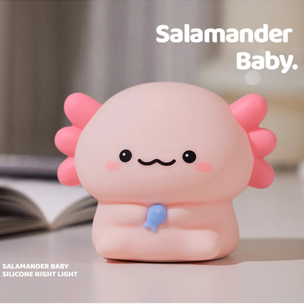 Big silicone lamp with baby axolotl salamander