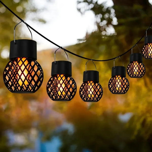 Solar Hanging Flame Lights β Flickering LED Lanterns for Outdoor Decor