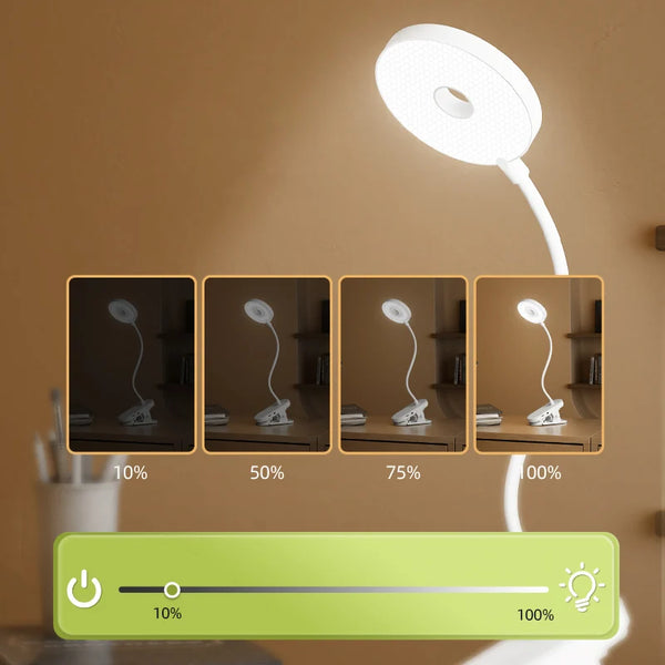 Portable LED table lamp with clip