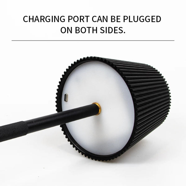 Rechargeable LED table lamp with touch switch and 3 levels of dimmable intensity.