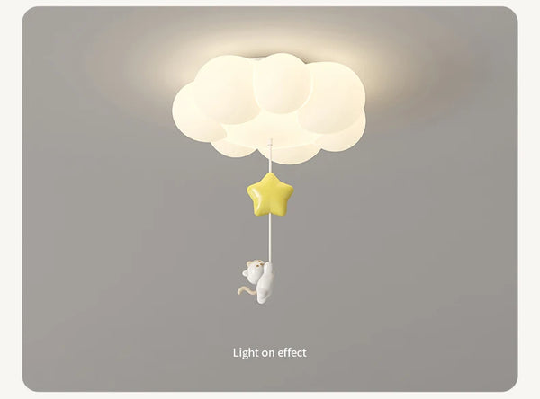 LED ceiling light with star and cloud pendant