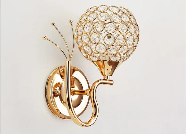 Modern wall lamp, E27 crystal sconce retro, industrial