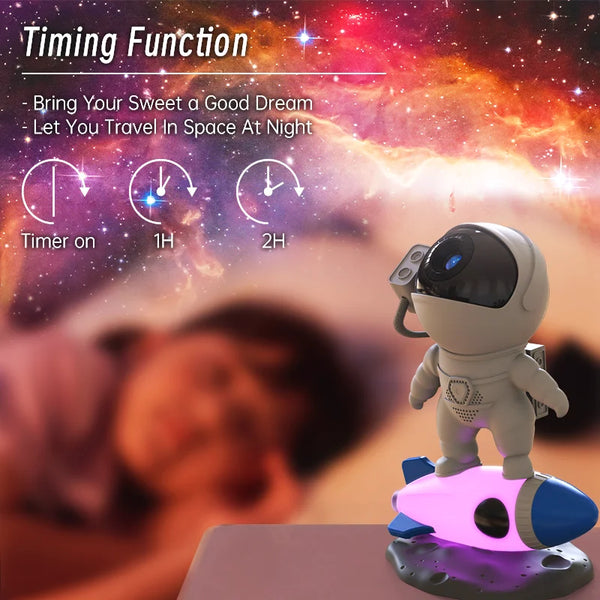 Galaxy Sky Astronaut Rocket Projector with 360° Rotation