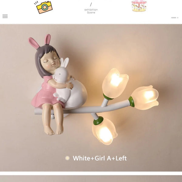 Cartoon Rechargeable Battery Wall Lamps Resin Animal