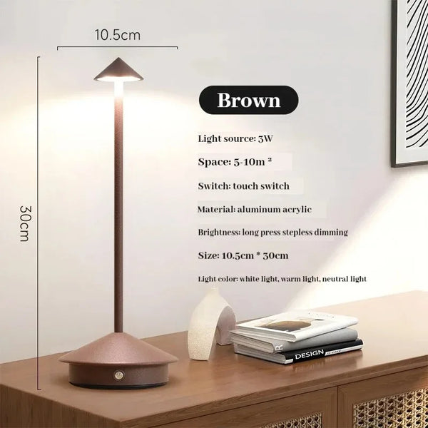 Rechargeable LED table lamp with touch sensor and 3 color temperatures