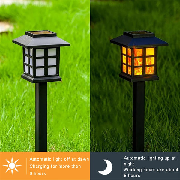 2/4PCS Solar Flame Torch Lights – 10 LEDs Flickering Outdoor Lamps for Garden, Path, Patio & Halloween Decor