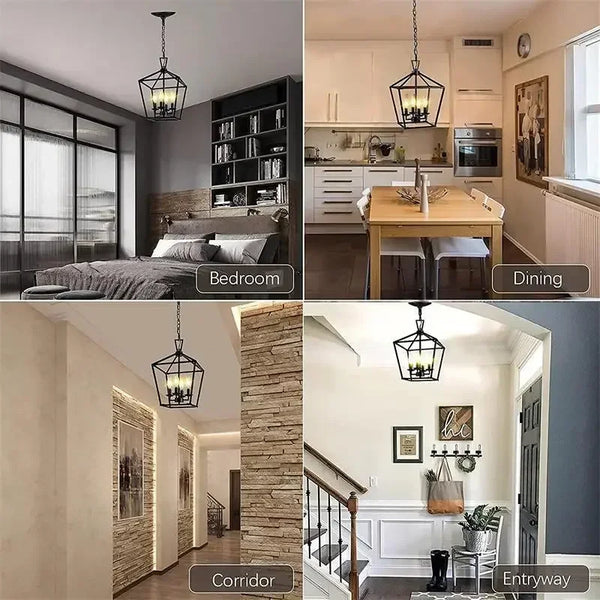 American retro minimalist pendant light with metal frame