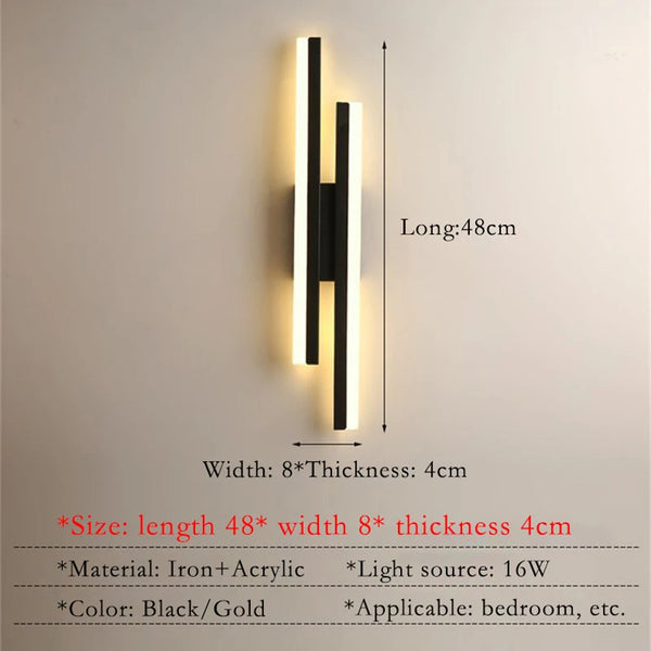 LED wall light for bedroom, sconces, acrylic lampshade