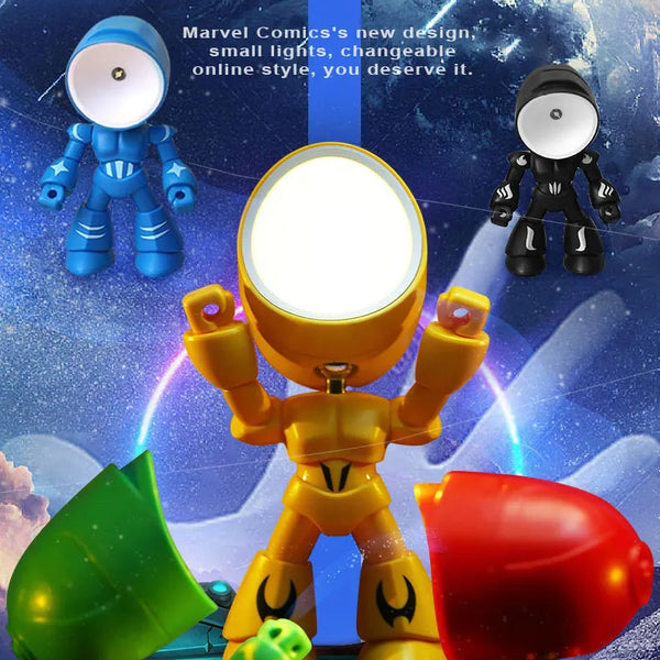 Cute Cartoon Mini Foldable Desk Lamp, Adjustable Angle, Dimmable, AAA Battery Powered, LED