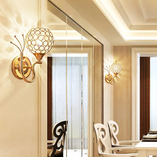 Modern wall lamp, E27 crystal sconce retro, industrial