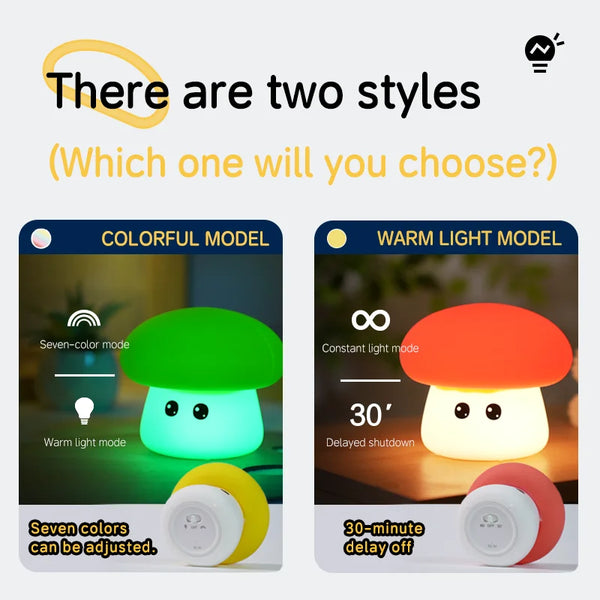 cute mushroom silicone lamp