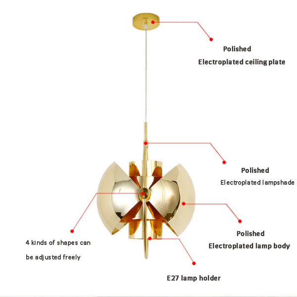 Polished Wrought Iron LED Dining Table Chandeliers