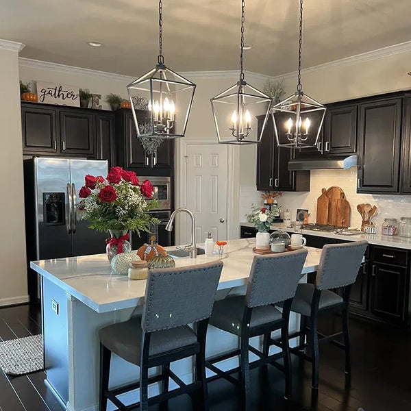 American retro minimalist pendant light with metal frame