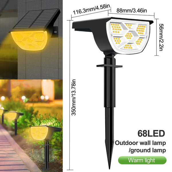 72/68 LED Solar Flood Lights Outdoor IP65 Waterproof 3 Modes Solar Garden Light Outdoo