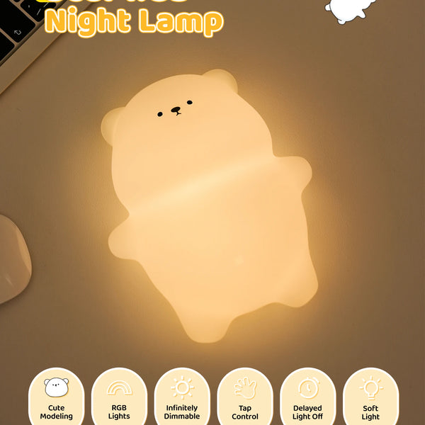 Cute silicone lamp in the shape of a lying bear