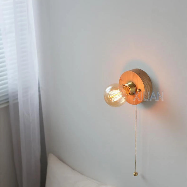 Wabi Sabi round wooden wall lamps