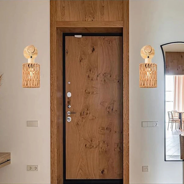 Hemp rope bedside wall lamp