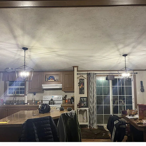 American retro minimalist pendant light with metal frame