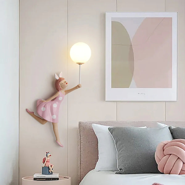 Cute pink ballerina wall lamps