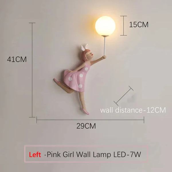 Cute pink ballerina wall lamps