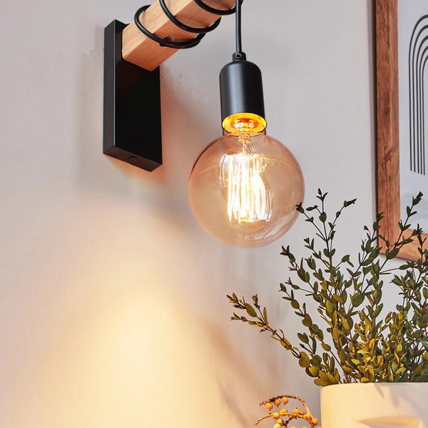 Retro Wooden LED Wall Lamp E27 220V 110V