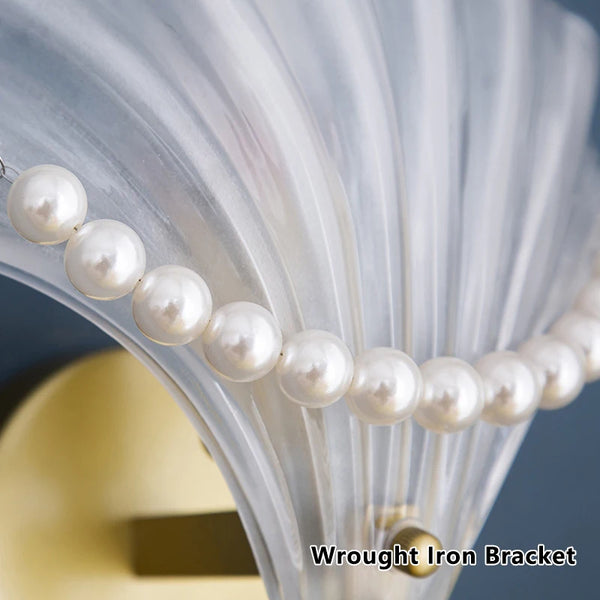 Modern wall lamp with frosted glass shade, shell style, indoor lighting