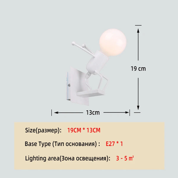 Nordic creative small wall lamp, American retro style, iron and metal lights, simple robot design wall sconce