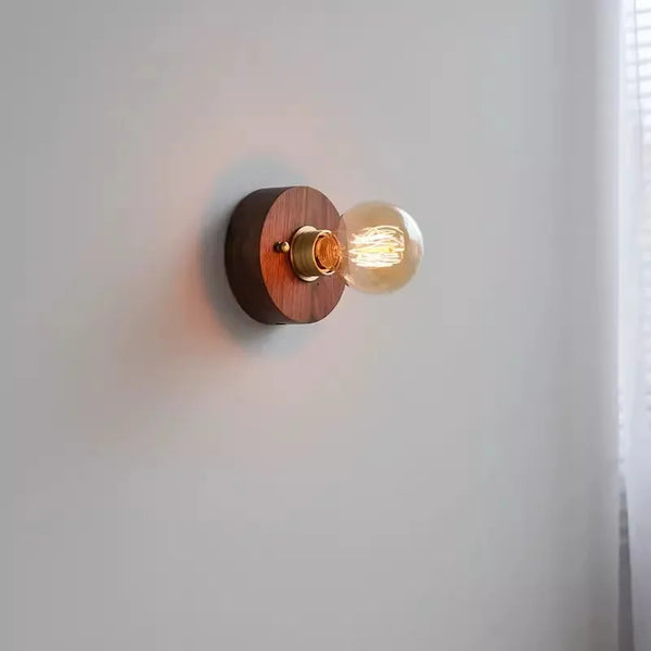 Wabi Sabi round wooden wall lamps