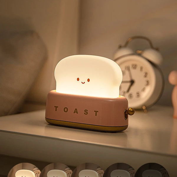 Portable LED Night Light with Timer and Cartoon Toast Bread