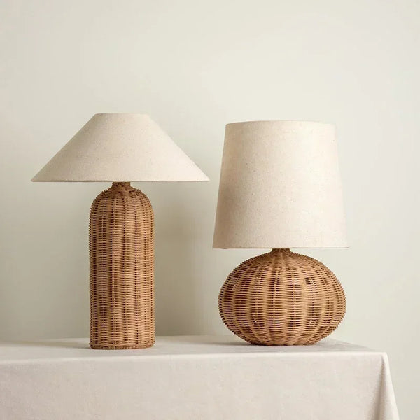 Retro Wabi-sabi Table Lamp, Medieval Wicker, Office Designer, Home Decor, Japanese Fabric Lamp