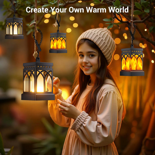 2/4-Pack Solar Flame LED Lanterns β Dual Mode Outdoor Lighting for Yard, Garden & Camping