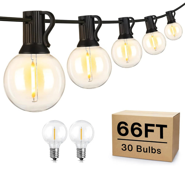 ST38/G40 Dimmable LED Outdoor String Lights – Connectable Warm 2700K Lighting for Porch & Backyard Ambience