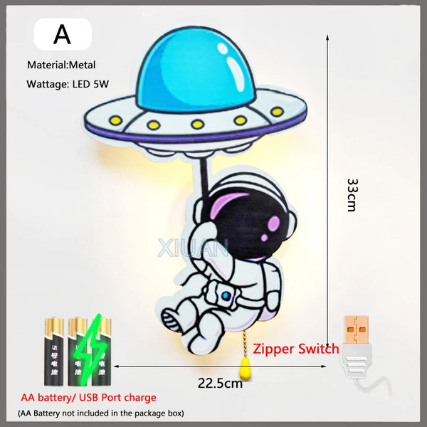 Wireless wall lamp with creative astronaut bulbs