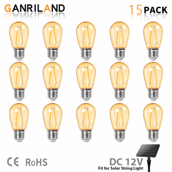 6-Pack S14 LED Edison Bulbs – 2W 12V DC, E27, Vintage Low Voltage