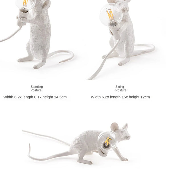 Modern resin LED table lamp with mouse animal