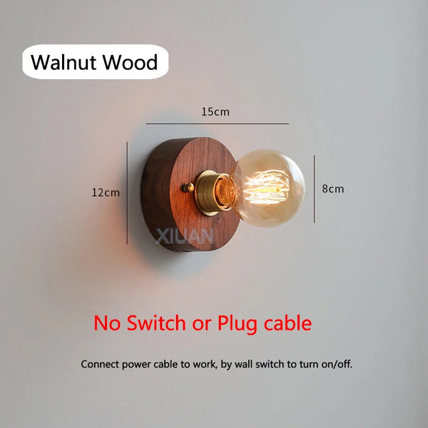 Wabi Sabi round wooden wall lamps