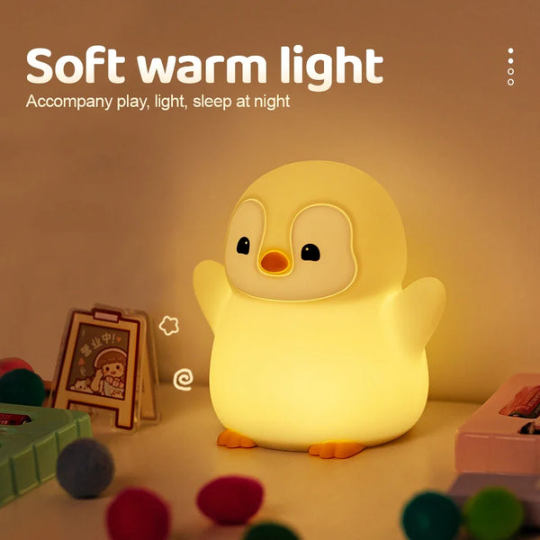 cute penguin silicone lamp