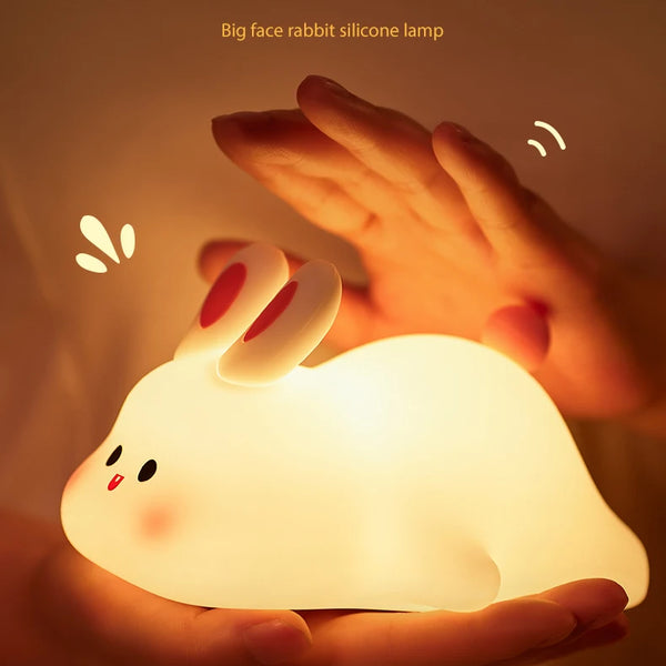 Cute silicone bunny lamp with big face