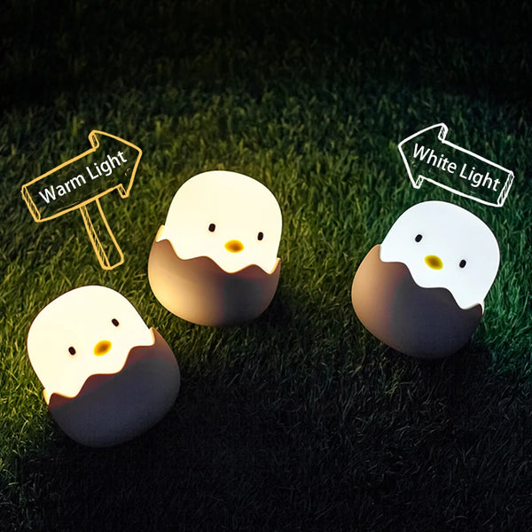 Cute silicone lamp in the shape of a chicken in an eggshell